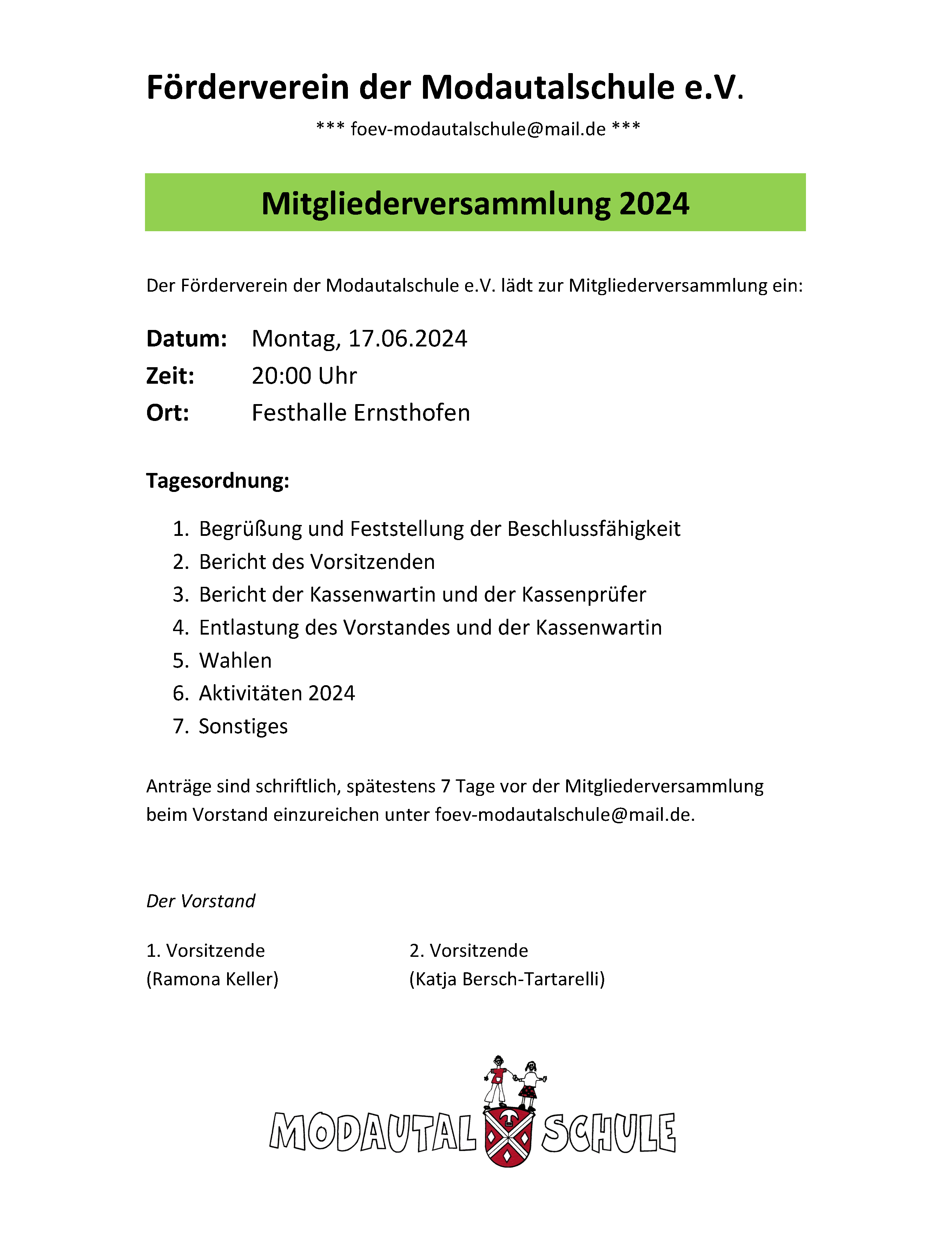 Einladung HV 2024 SCHULFOEV